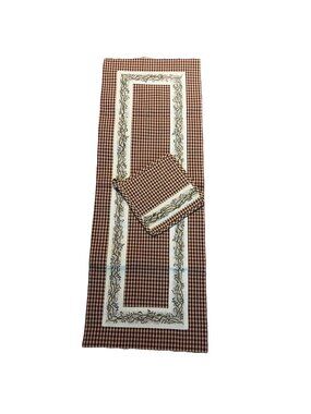 Country House Collection Berry Vine Table Runner 36X13 & Potholder Burgundy NWOT
